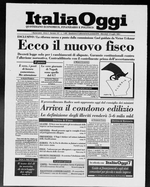 Italia oggi : quotidiano di economia finanza e politica